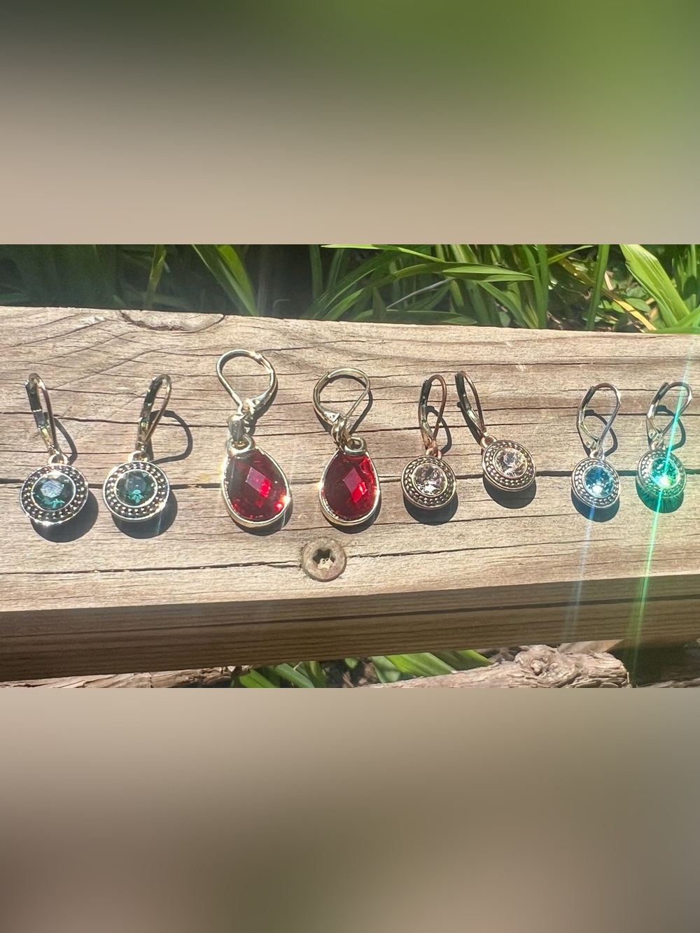 Signed Napier Drop Earrings Lot 4 Pairs Gold Silver Gemstone
